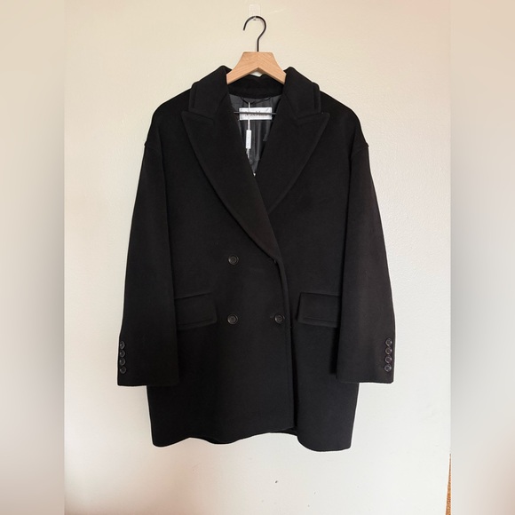 MaxMara Jackets & Blazers - MaxMara Black Double-Breasted Pea Coat